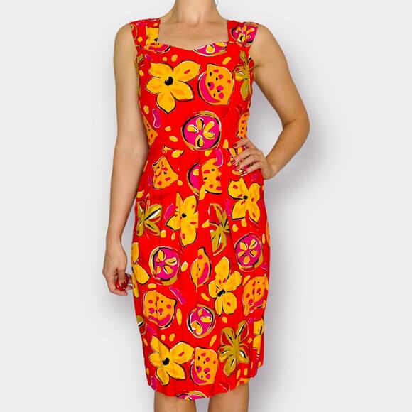 90s‎ R.J. Stevens Orange and Yellow Dress - Picture 3 of 6